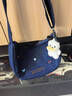 途尊新款斜挎牛仔包包女大容量上課帆布包文藝通勤餃子包單肩托特包女 深藍牛仔【單個(gè)包包】 曬單實(shí)拍圖