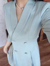 J-ME主持人西裝連衣裙演講服裝女藍色商務正裝禮服時尚收腰高端西裝裙 藍色 L 曬單實拍圖