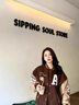 艾珠兒短外套女裝春秋季新款韓版時尚寬松國潮美式復(fù)古拼圖刺繡棒球服女 咖啡色 M 曬單實拍圖