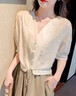 唐菓蜜連衣裙女夏季2024年新款女裝韓版時(shí)尚氣質(zhì)法式復(fù)古港味溫柔風(fēng)裙子 杏色上衣+卡其色裙 M 曬單實(shí)拍圖