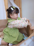 幼歌（YOUGE） 嬰兒甜美森系小飛袖背帶裙女童俏皮活潑立體小花朵裙子 綠色 90 cm 曬單實(shí)拍圖