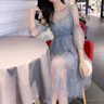 唐思薇仙的星星刺繡網(wǎng)紗仙女裙2025韓版新款學(xué)生圓領(lǐng)收腰燈籠袖連衣裙 主圖款 XL 建議106-115斤 曬單實(shí)拍圖