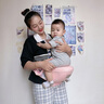 紐貝樂嬰兒腰凳新生兒橫抱式抱娃神器多功能寶寶抱帶夏季小孩腰登 粉豪華款：3D按摩腰墊，腰腹減壓 曬單實拍圖