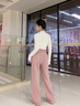 俞兆林（YUZHAOLIN）牛仔褲女2025春秋季女裝新款韓版寬松直筒高腰時尚休閑闊腿褲子 臟粉色-九分 M 曬單實拍圖