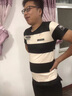 現佑高端品牌男裝圓領(lǐng)短袖t恤男士夏季條紋冰絲休閑體恤衫 灰色 L (175) 曬單實(shí)拍圖