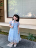 mlgt kids童裝女童連衣裙夏季2025新款洋氣兒童裝女孩寶寶愛莎公主裙 藍色裙子加皇冠魔法棒 110 cm 曬單實拍圖