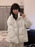喬詩(shī)彤 2025年秋冬新款休閑加厚棉服韓版寬松印花棉衣外套女潮 米白色 M 曬單實(shí)拍圖