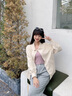 拉夏貝爾（La Chapelle）牛仔短外套女裝2025年春秋新款韓版寬松時尚小個子外套風(fēng)衣上衣女 米杏色 M 曬單實拍圖