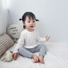 七樂豆嬰兒莫代爾秋季上衣幼兒女寶寶長袖t恤兒童女童薄款內(nèi)搭打底秋衣 白色 90 cm 曬單實拍圖