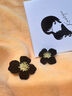 KASIYU夏季復古紅色絲絨花朵耳環(huán)女高級耳釘耳飾2024年新款潮 黑色 曬單實(shí)拍圖
