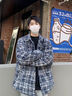 唐號小香風格子編織襯衫外套男寬松撞色刺繡秋款情侶高級感男士上衣潮 藍色外套【單件也送項鏈】 XL 曬單實拍圖