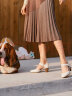 暇步士（Hush Puppies）高跟鞋女士外穿粗跟包头一字带凉鞋U2F04BK2 白色 36 晒单实拍图