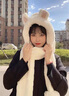 森上優(yōu)集三件套可愛小熊毛絨帽子小兔冬季圍巾手套一體騎車防寒護耳帽圍脖 手套兔【白色】 曬單實拍圖