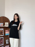 POUM港風(fēng)純棉t恤男女士夏季潮流寬松休閑內搭短袖體恤PH09黑色XL 曬單實(shí)拍圖