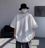 沂倫赫紋理感提花短袖t恤男夏季美式復古重磅半袖潮牌潮流高級感體恤衫 白色 XL 曬單實(shí)拍圖