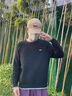 京西藍(lán)靛日系假兩件元寶針套頭毛衣男寬松大碼圓領(lǐng)針織衫7針上衣2024春秋 黑色 L 體重120-135斤 曬單實拍圖