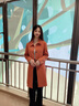 亦朵風(fēng)衣女春秋女裝時(shí)尚溫柔直筒風(fēng)衣女中長(zhǎng)款氣質(zhì)百搭橘色外套 橘色 XL 曬單實(shí)拍圖