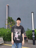 魄克短袖t恤男夏季280克重磅水洗純棉上衣服美式高街大碼潮牌半袖體恤 T727水洗黑 XL 120-135斤 曬單實(shí)拍圖