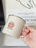 沃德百惠（WORTHBUY）口杯304不銹鋼雙層防燙帶蓋水杯茶杯馬克杯兒童杯子小水杯辦公室 米白色-徽章赫赫熊 1個(gè) 410ml 曬單實(shí)拍圖