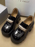 CHERY KALLY【月夜流光】潮牌厚底瑪麗珍鞋2025新款女士粗跟真皮單鞋小皮鞋女 黑色 Black 36 曬單實(shí)拍圖