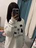 DGOV美式復(fù)古灰色圓領(lǐng)落肩衛(wèi)衣女2025秋季新款oversize印花小個(gè)子上衣 白灰色【薄款】zt L 【90-115斤】 曬單實(shí)拍圖