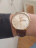 冠琴（GUANQIN）瑞士認證手表男士石英表雙日歷防水時(shí)尚男表商務(wù)休閑輕薄學(xué)生腕表 棕皮玫白 曬單實(shí)拍圖