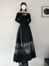 HECO李莎旻子明星同款【竹意】新中式國風(fēng)秋冬珠繡羊毛針織衫女一字肩 黑色 S 曬單實拍圖