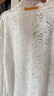 COCOBELLA優(yōu)雅微透視鏤空蕾絲襯衫女深V領(lǐng)長(cháng)袖針織衫NLC55 白色 S 曬單實(shí)拍圖