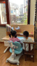 护童（Totguard）儿童学习桌椅学生书桌椅可升降实木写字桌课桌椅套装120cm带书柜 习惯星_新实木+LUCKY椅_红 实拍图