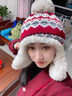 MAINLYKITTY帽子女冬季加絨加厚保暖毛線(xiàn)帽女士針織帽冬天護耳防寒帽2025新款 紅色-禮盒裝 曬單實(shí)拍圖