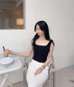 嘉麗薇背心女夏季新款西裝內(nèi)搭打底背心短款高級感遮副乳工字美背上衣 黑色【方型】 L 曬單實(shí)拍圖