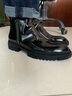 VQGT春季新款大頭皮靴男短靴男靴漆皮馬丁靴加絨高幫皮鞋厚底亮面 黑色 單層 偏大一碼 44 曬單實(shí)拍圖