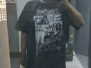 柏銘臣重磅美式高街水洗復古短袖T恤男夏季oversize潮牌半袖圓領(lǐng)上衣服 黑色 XL【建議120-130斤】 曬單實(shí)拍圖
