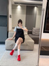 CAMILA KSENIA德訓(xùn)鞋女士2025新款夏季休閑百搭阿甘運(yùn)動鞋薄款氣質(zhì)拼色平底板鞋 紅色 36 曬單實(shí)拍圖