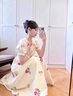 LISCN碎花連衣裙女裝夏季2024新款甜美蕾絲花邊V領(lǐng)茶歇中長(zhǎng)款收腰A字裙 連衣裙 L 建議105-115 曬單實(shí)拍圖