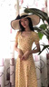 皮爾卡丹（pierre cardin）茶歇法式方領(lǐng)泡泡袖碎花連衣裙女夏季小個(gè)子高級(jí)感收腰顯瘦長(zhǎng)裙子 黃色 L 【建議110-118斤】 曬單實(shí)拍圖