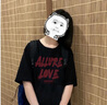 LPOXins新款短袖t恤女韓版寬松原宿bf風(fēng)設計感個(gè)性學(xué)生上衣潮 ALLURE-黑色_  M 曬單實(shí)拍圖