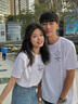 love legend情侶裝短袖t恤夏季半袖不一樣的情侶款字母DIY定制寬松休閑團體服 白色男孩（一件） L （建議115-130斤） 曬單實拍圖