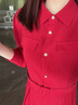 經(jīng)典故事（JANE STORY）高端簡(jiǎn)約紅色連衣裙女2025新款春季長(cháng)袖修身通勤職業(yè)OL氣質(zhì)襯衫裙 C05深紅色 XL 曬單實(shí)拍圖