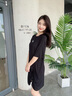 Calvin Klein Jeans夏季女士休閑字母印花ck抽褶設計黑色短袖連衣裙J221124 BEH-太空黑 S 曬單實(shí)拍圖