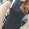 MeetMetro瑪依爾不規則撞色連衣裙女2025夏裝設計感蝴蝶結百褶裙氣質a字裙 黑色 M 曬單實拍圖