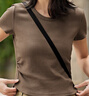 森馬（Semir）短袖t恤女短款緊身夏季圓領(lǐng)正肩上衣V領(lǐng)收腰套頭衫109324100003 曬單實(shí)拍圖