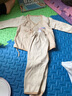 孖寶媽咪香港BabyMama孖寶媽咪天然彩棉和尚服嬰兒內衣綁帶細條紋四季適用 天然咖色 (細條紋) 新生兒 0-2個(gè)月 (52碼) 曬單實(shí)拍圖