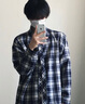 Shelley Jones美式復古vintage格子襯衫男高級感秋季cleanfit襯衣長(cháng)袖痞帥外套 藏青格 XL [建議130-145斤] 曬單實(shí)拍圖