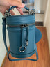 Cuud情人節禮物水桶包女法式小眾設計師圓筒包氣質(zhì)牛皮單肩斜挎小包 云山藍 曬單實(shí)拍圖