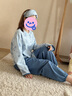朵朵·可可24秋冬季新款親膚純棉印花寬松長袖長褲女家居服睡衣套裝 淺藍(lán)【不含發(fā)飾】 S (155) 曬單實(shí)拍圖