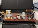 瓷牌茗茶具 功夫茶具套裝家用自動石磨流水茶盤整套陶瓷茶杯茶壺茶臺 哥窯竹韻自動套裝+流窗四合一盤 曬單實拍圖