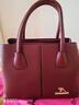 北狐真皮女士包包女頭層牛皮大容量女包中年媽媽款大氣高貴斜挎手提包 酒紅色不帶掛件 曬單實(shí)拍圖