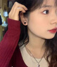 GIOIO18K金四葉草耳釘女玫瑰金金耳釘彩金紅瑪瑙耳飾生日禮物送女友 定制黑瑪瑙【花大號13mm】 AU750【一物一證】 曬單實拍圖