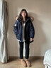 林羽森冬季大毛領(lǐng)派克服棉襖加厚工裝棉服女冬連帽2025新款棉衣冬裝外套 藏青色 L 推薦120-140斤 曬單實拍圖